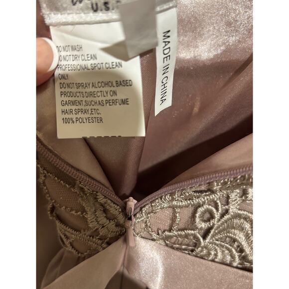 New Lace Chiffon satin A-Line Mocha Formal dress Mother of bride Prom Gala sz M - Picture 16 of 16